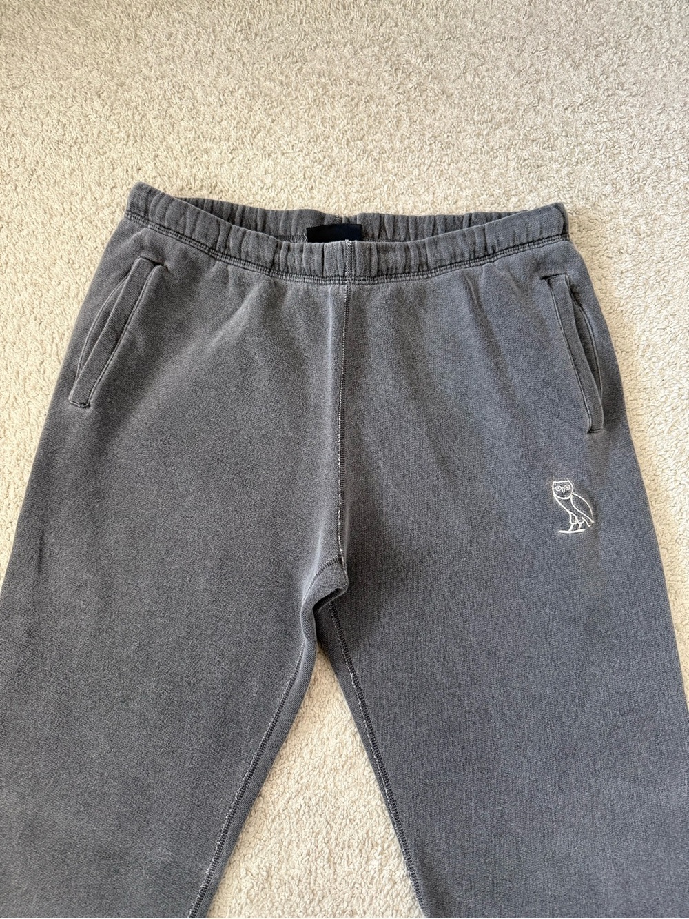 Embroidered Owl Octobers Very Own OVO Dark Gray Sweatpants Joggers - Picture 2 of 6